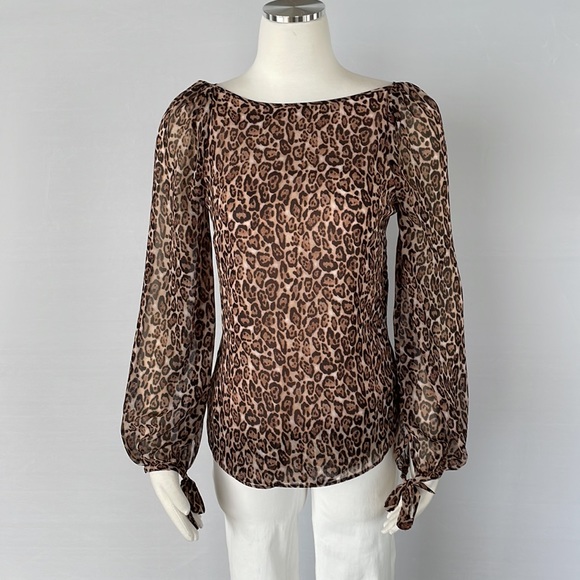 NWT WHBM Leopard Reversible Blouse Size 0 - Picture 5 of 16